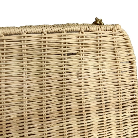 Zara Wicker Woven Basket Gold Chain Handbag Purse - Picture 13 of 14